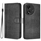 For Honor Play 50 Line Splicing Buckle Retro Leather Phone Case(Black) - 2