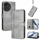 For Honor Play 50 Line Splicing Buckle Retro Leather Phone Case(Grey) - 1