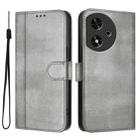 For Honor Play 50 Line Splicing Buckle Retro Leather Phone Case(Grey) - 2