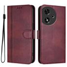 For Honor Play 50 Line Splicing Buckle Retro Leather Phone Case(Wine Red) - 2