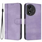 For Honor Play 50 Line Splicing Buckle Retro Leather Phone Case(Purple) - 2