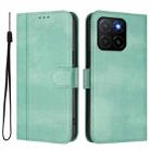 For Honor X5b / X5b Plus Line Splicing Buckle Retro Leather Phone Case(Mint Green) - 2
