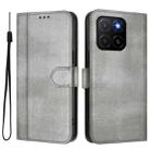 For Honor X5b / X5b Plus Line Splicing Buckle Retro Leather Phone Case(Grey) - 2
