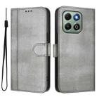 For Honor X6a / X6b Line Splicing Buckle Retro Leather Phone Case(Grey) - 2