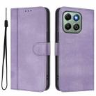 For Honor X6a / X6b Line Splicing Buckle Retro Leather Phone Case(Purple) - 2