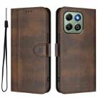 For Honor X6a / X6b Line Splicing Buckle Retro Leather Phone Case(Brown) - 2