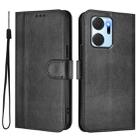 For Honor X7a / Honor Play7T Line Splicing Buckle Retro Leather Phone Case(Black) - 2