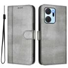 For Honor X7a / Honor Play7T Line Splicing Buckle Retro Leather Phone Case(Grey) - 2