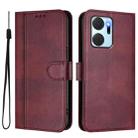 For Honor X7a / Honor Play7T Line Splicing Buckle Retro Leather Phone Case(Wine Red) - 2
