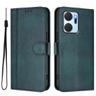 For Honor X7a / Honor Play7T Line Splicing Buckle Retro Leather Phone Case(Dark Green) - 2