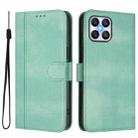 For Honor X8 4G / X30i / Play6T Pro Line Splicing Buckle Retro Leather Phone Case(Mint Green) - 2