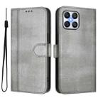For Honor X8 4G / X30i / Play6T Pro Line Splicing Buckle Retro Leather Phone Case(Grey) - 2