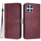 For Honor X8 4G / X30i / Play6T Pro Line Splicing Buckle Retro Leather Phone Case(Wine Red) - 2