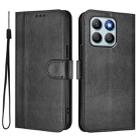 For Honor X8b 4G Global Line Splicing Buckle Retro Leather Phone Case(Black) - 2