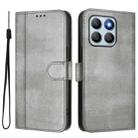 For Honor X8b 4G Global Line Splicing Buckle Retro Leather Phone Case(Grey) - 2