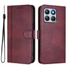 For Honor X8b 4G Global Line Splicing Buckle Retro Leather Phone Case(Wine Red) - 2