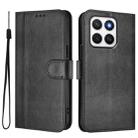 For Honor X8c 4G Global Line Splicing Buckle Retro Leather Phone Case(Black) - 2