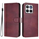 For Honor X8c 4G Global Line Splicing Buckle Retro Leather Phone Case(Wine Red) - 2