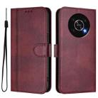 For Honor X9 4G / X9 5G / X30 5G Line Splicing Buckle Retro Leather Phone Case(Wine Red) - 2
