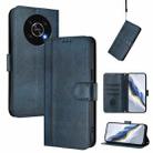 For Honor X9 4G / X9 5G / X30 5G Line Splicing Buckle Retro Leather Phone Case(Dark Blue) - 1