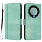 For Honor X9a / Magic 5 Lite / X40 Line Splicing Buckle Retro Leather Phone Case(Mint Green) - 2