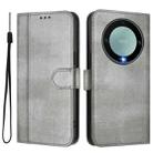 For Honor X9a / Magic 5 Lite / X40 Line Splicing Buckle Retro Leather Phone Case(Grey) - 2