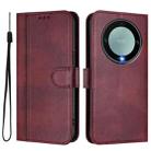 For Honor X9a / Magic 5 Lite / X40 Line Splicing Buckle Retro Leather Phone Case(Wine Red) - 2