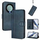 For Honor X9a / Magic 5 Lite / X40 Line Splicing Buckle Retro Leather Phone Case(Dark Blue) - 1