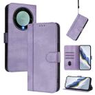 For Honor X9a / Magic 5 Lite / X40 Line Splicing Buckle Retro Leather Phone Case(Purple) - 1
