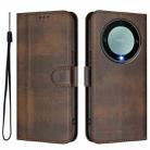 For Honor X9a / Magic 5 Lite / X40 Line Splicing Buckle Retro Leather Phone Case(Brown) - 2