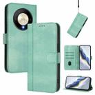 For Honor X9b / Honor Magic6 Lite 5G Line Splicing Buckle Retro Leather Phone Case(Mint Green) - 1