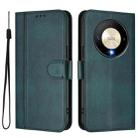 For Honor X9b / Honor Magic6 Lite 5G Line Splicing Buckle Retro Leather Phone Case(Dark Green) - 2