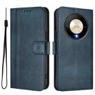 For Honor X9b / Honor Magic6 Lite 5G Line Splicing Buckle Retro Leather Phone Case(Dark Blue) - 2