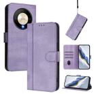 For Honor X9b / Honor Magic6 Lite 5G Line Splicing Buckle Retro Leather Phone Case(Purple) - 1