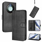 For Honor X9c Smart Global Line Splicing Buckle Retro Leather Phone Case(Black) - 1