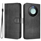 For Honor X9c Smart Global Line Splicing Buckle Retro Leather Phone Case(Black) - 2