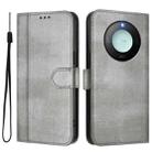 For Honor X9c Smart Global Line Splicing Buckle Retro Leather Phone Case(Grey) - 2