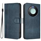For Honor X9c Smart Global Line Splicing Buckle Retro Leather Phone Case(Dark Blue) - 2