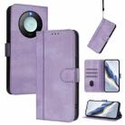 For Honor X9c Smart Global Line Splicing Buckle Retro Leather Phone Case(Purple) - 1