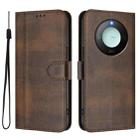 For Honor X9c Smart Global Line Splicing Buckle Retro Leather Phone Case(Brown) - 2