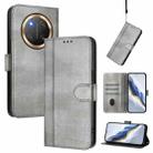 For Honor X9c / Magic7 Lite Line Splicing Buckle Retro Leather Phone Case(Grey) - 1