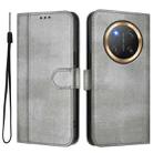 For Honor X9c / Magic7 Lite Line Splicing Buckle Retro Leather Phone Case(Grey) - 2