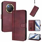 For Honor X9c / Magic7 Lite Line Splicing Buckle Retro Leather Phone Case(Wine Red) - 1