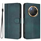 For Honor X9c / Magic7 Lite Line Splicing Buckle Retro Leather Phone Case(Dark Green) - 2