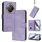 For Honor X9c / Magic7 Lite Line Splicing Buckle Retro Leather Phone Case(Purple) - 1