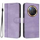 For Honor X9c / Magic7 Lite Line Splicing Buckle Retro Leather Phone Case(Purple) - 2