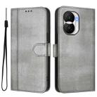 For Honor X40i Line Splicing Buckle Retro Leather Phone Case(Grey) - 2
