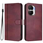 For Honor X40i Line Splicing Buckle Retro Leather Phone Case(Wine Red) - 2
