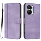 For Honor X40i Line Splicing Buckle Retro Leather Phone Case(Purple) - 2