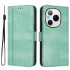 For Honor Power Line Splicing Buckle Retro Leather Phone Case(Mint Green) - 2